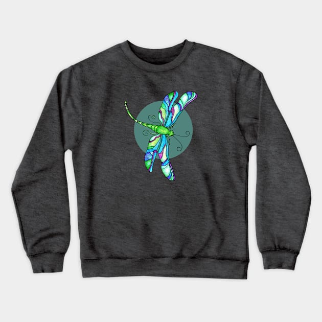 Stained Glass Dragonfly Crewneck Sweatshirt by SandraGale Art